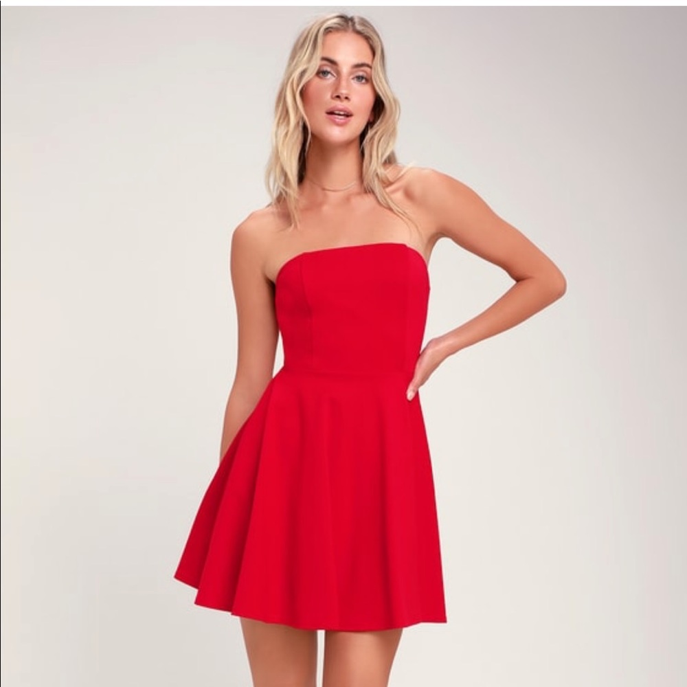 Lulus Red Strapless Dress New With Tags